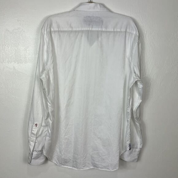 Robert Graham White Cotton Damask Long Sleeve Button Down Shirt Size 2XL - Picture 3 of 12